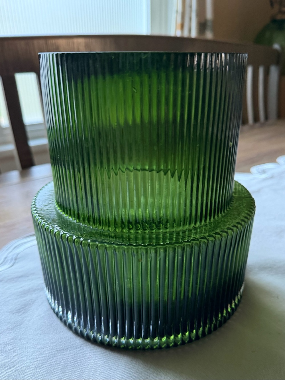 H&M Home Collection Dark Green Fluted Glass Vase